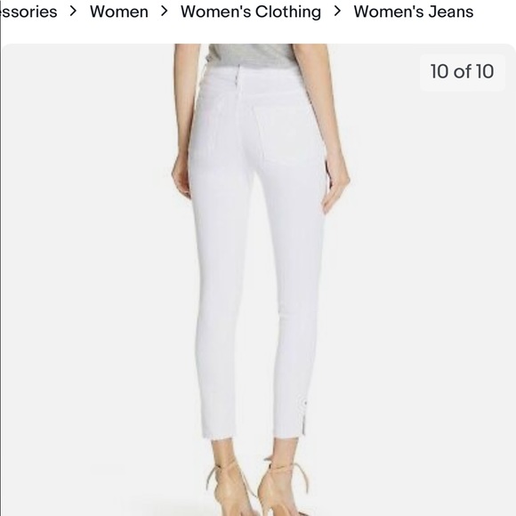 FRAME Le High Skinny Crop in Blanc Transit White Destroyed Stretch Jeans - Picture 3 of 9